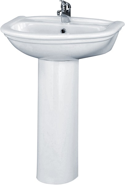 Larger image of Crown Ceramics Barmby 600mm Basin & Pedestal (1 Tap Hole).