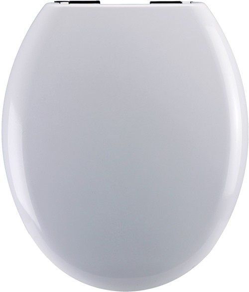 Larger image of Crown Luxury Soft Close Toilet Seat With Chrome Hinges (White).