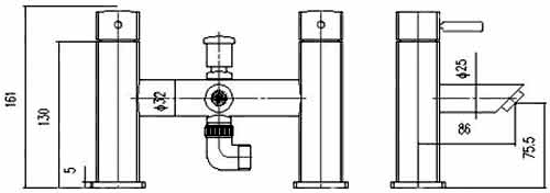 Technical image of Crown Series C Bath Shower Mixer Tap With Shower Kit (Chrome).