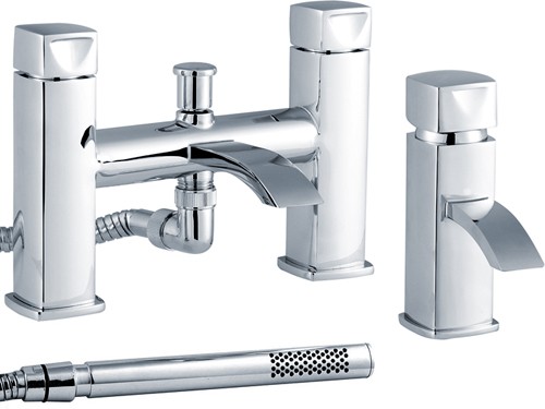 Larger image of Crown Series A Basin & Bath Shower Mixer Tap Set (Chrome).