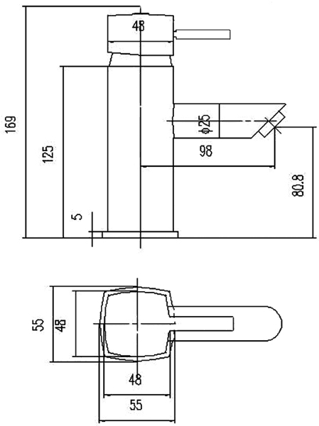 Technical image of Crown Series C Basin & Bath Shower Mixer Tap Set (Chrome).