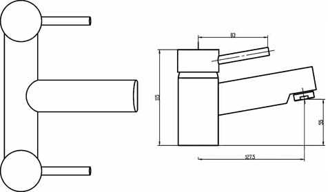 Technical image of Crown Series FII Basin & Bath Filler Tap Set (Chrome).