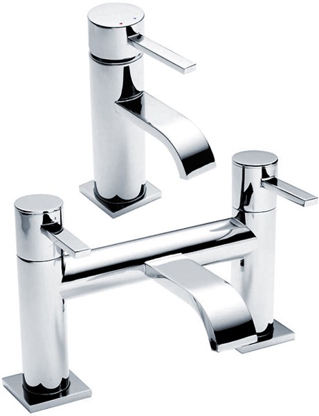 Larger image of Crown Series W Basin & Bath Filler Tap Set (Chrome).