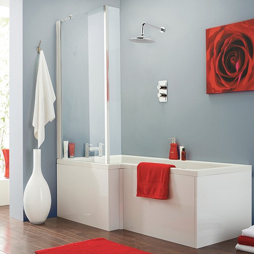 Example image of Crown Suites Square Shower Bath Suite, Toilet & Basin (Left Handed).