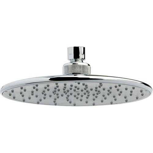 Larger image of Crown Showers Round Shower Head With Swivel Knuckle (205mm, Chrome).