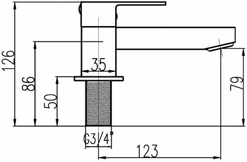 Technical image of Crown Series S Bath Filler Tap (Chrome).