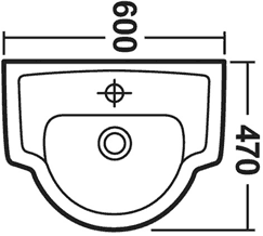 Technical image of Crown Ceramics Linton 4 Piece Suite, Toilet, Seat, Basin & Semi Pedestal.