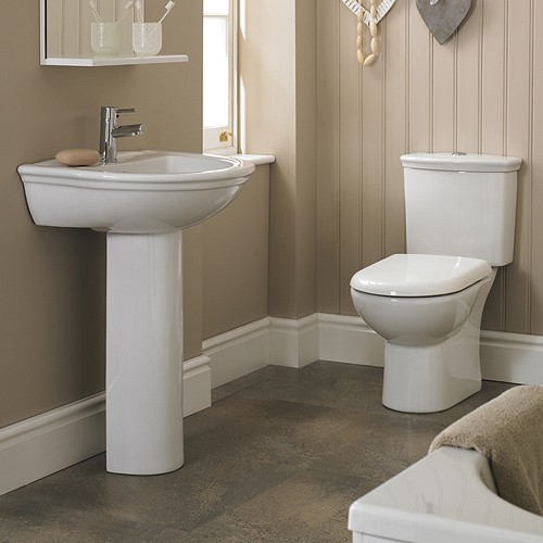 Example image of Crown Ceramics Barmby 4 Piece Bathroom Suite With Toilet, Seat & 600mm Basin.