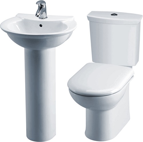 Larger image of Crown Ceramics Otley 4 Piece Bathroom Suite With Toilet & 500mm Basin.
