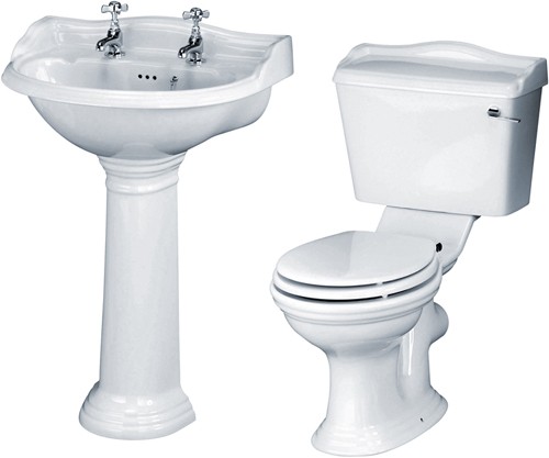 Larger image of Crown Ceramics Ryther 4 Piece Bathroom Suite With 600mm Basin (2 Tap Holes).