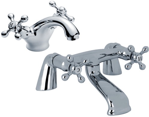 Larger image of Viscount Basin & Bath Filler Tap Set (Chrome).