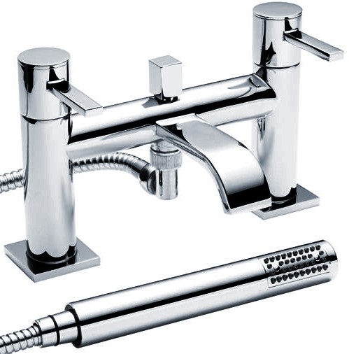 Larger image of Crown Series W Bath Shower Mixer Tap With Shower Kit (Chrome).