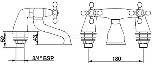 Technical image of Viscount Bath Filler Tap (Chrome).