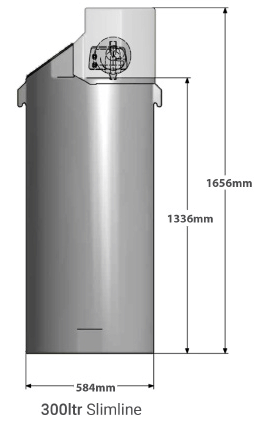 Technical image of PowerTank Slimline Tank With Variable Speed Pump (300L Tank).