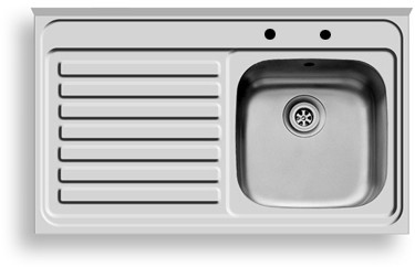 Larger image of Pyramis Sit On Kitchen Sink & Waste. 1000x600mm (Square Edge, 2 Tap Hole).