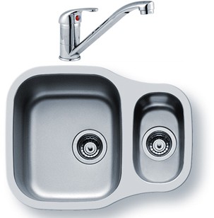 Larger image of Pyramis Dione 1.5 Bowl Undermount Kitchen Sink, Waste & Tap. 590x460mm.