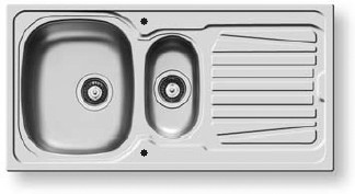 Larger image of Pyramis Sparta Kitchen Sink & Waste. 1000x500mm (Reversible, 1.5 Bowl).