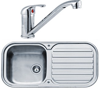 Larger image of Pyramis Kitchen Sink, Tap & Waste. 960x480mm (Reversible, Deep Bowl).