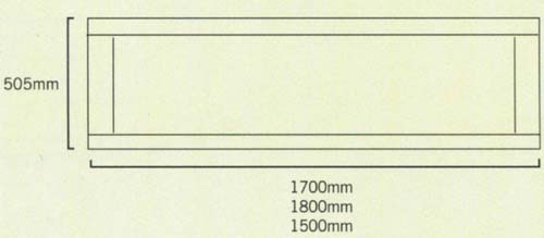 Technical image of daVinci 1700mm modern bath side panel in wenge finish.