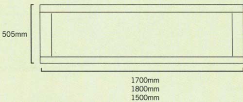 Technical image of daVinci 1800mm modern bath side panel in cherry finish.