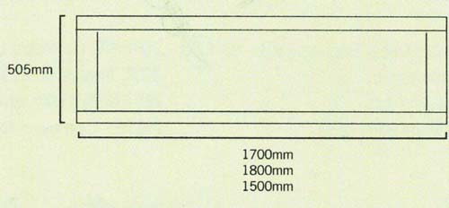 Technical image of daVinci 1500mm modern bath side panel in birch finish.