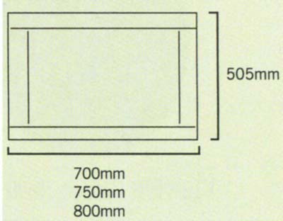 Technical image of daVinci 800mm modern bath end panel in cherry finish.
