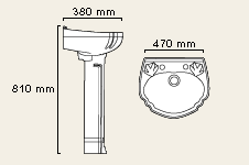 Technical image of Avondale 2 Tap Hole Cloakroom Basin and Pedestal.