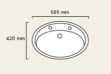 Technical image of Waterford Finesse 2 Tap Hole Vanity Basin.