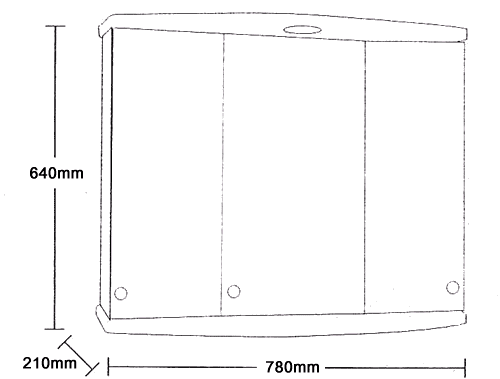 Technical image of Cabinets Gallassia 3 door wall cabinet. Light & shaver socket. 780x640x210mm.