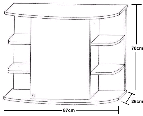 Technical image of daVinci Cherry bathroom cabinet with mirror, lights & shaver socket.