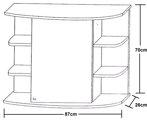 Technical image of daVinci Wenge bathroom cabinet with mirror, lights & shaver socket.