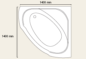 Technical image of Shires Acrylic Corner Bath Panel to fit 1400x1400mm bath.
