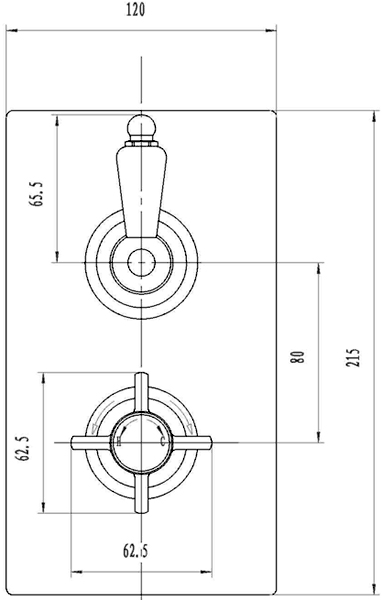 Technical image of Galway Twin thermostatic shower valve with BIR kit (Chrome)