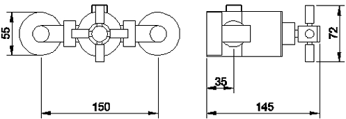 Technical image of Hudson Reed Tec Manual Shower Valve & Slide Rail Kit