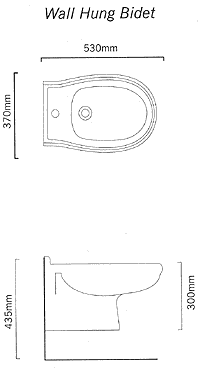 Technical image of Arcade Wall Hung Bidet.