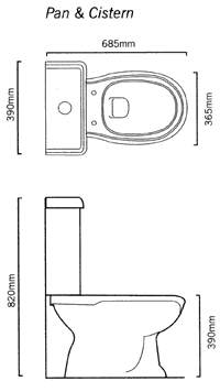 Technical image of Arcade 3 Piece Bathroom Suite.