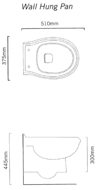 Technical image of Arcade Wall  Hung Toilet Pan And Seat.