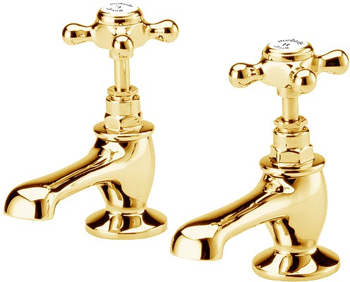 Larger image of Hudson Reed Topaz Basin taps (Pair, Antique Gold)