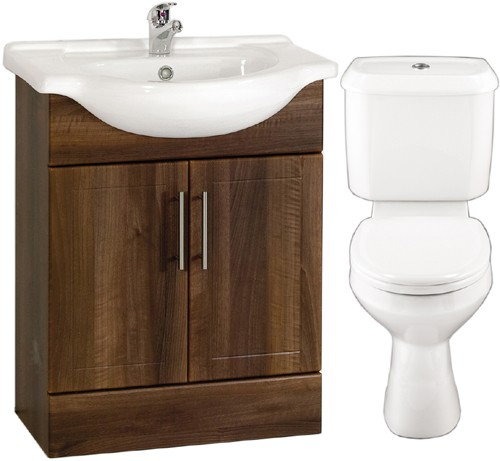 Larger image of daVinci Wenge 650mm Vanity Suite With Vanity Unit, Basin, Toilet & Seat.