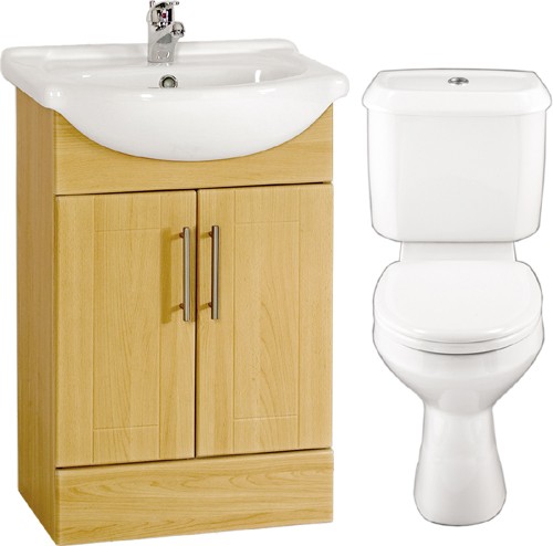 Larger image of daVinci Birch 550mm Vanity Suite With Vanity Unit, Basin, Toilet & Seat.