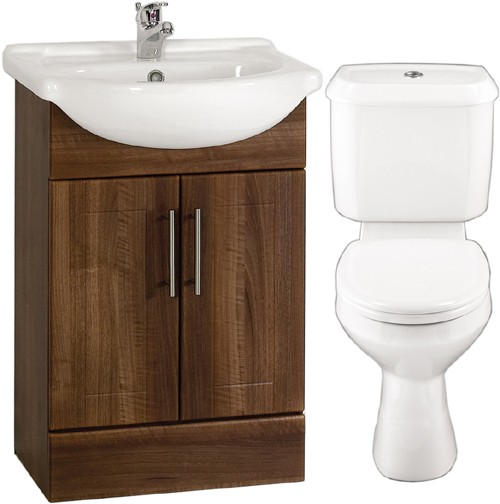 Larger image of daVinci Wenge 550mm Vanity Suite With Vanity Unit, Basin, Toilet & Seat.