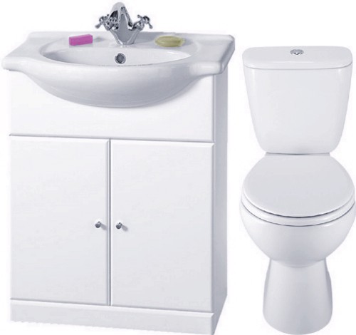 Larger image of daVinci 4 Piece 650mm Bathroom Vanity Suite with WC, Cistern, Vanity, Basin.