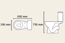 Technical image of daVinci 4 Piece 650mm Bathroom Vanity Suite with WC, Cistern, Vanity, Basin.