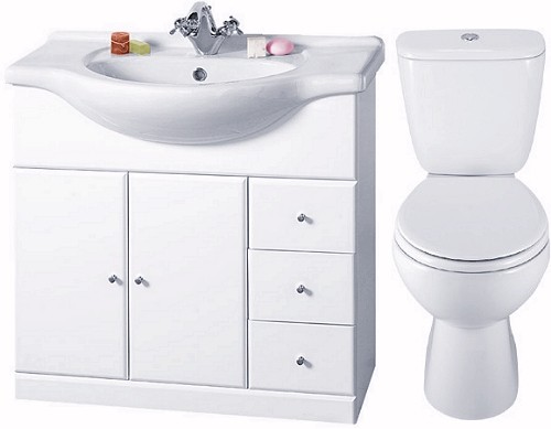 Larger image of daVinci 4 Piece 850mm Bathroom Vanity Suite with WC, Cistern, Vanity, Basin.