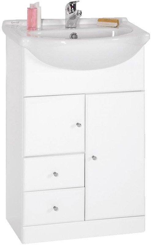 Larger image of daVinci 550mm Contour Vanity Unit with drawers and one piece ceramic basin.