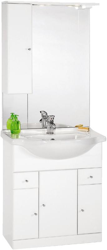 Larger image of daVinci 750mm Contour Vanity Unit with ceramic basin, mirror and cabinet.