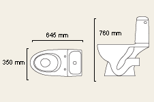 Technical image of Cylix WC with cistern and fittings
