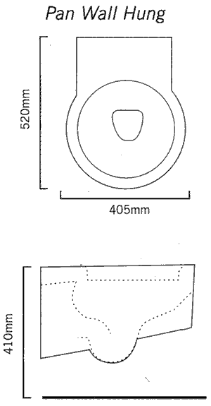 Technical image of Flame 3 Piece Bathroom Suite.