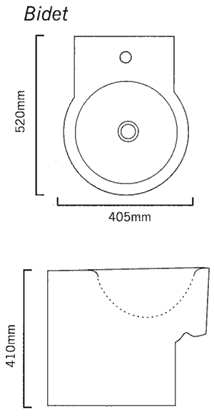 Technical image of Flame Back To Wall Bidet.