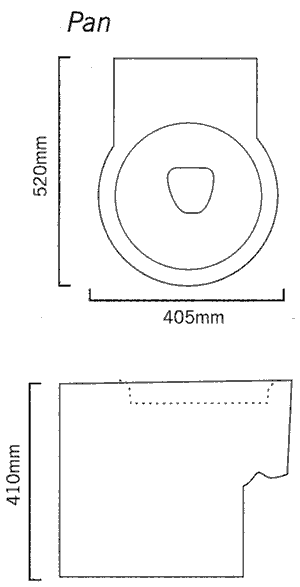 Technical image of Flame Back To Wall Toilet Pan With Seat And Cover.